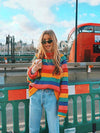 Women's Rainbow Stripes Turtlenecks Sweaters