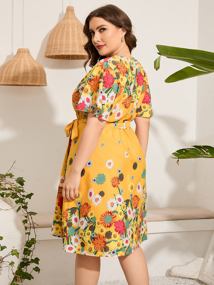 Knee-Length Dress Floral Print