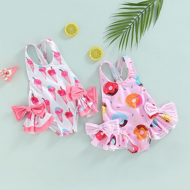 Girls Large Bowknot Swimwear