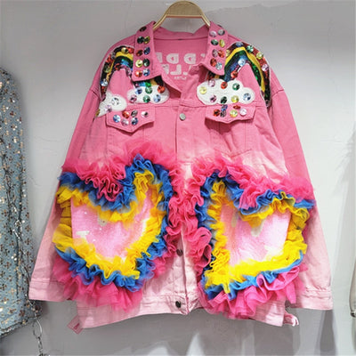 Denim Jacket With Hearts