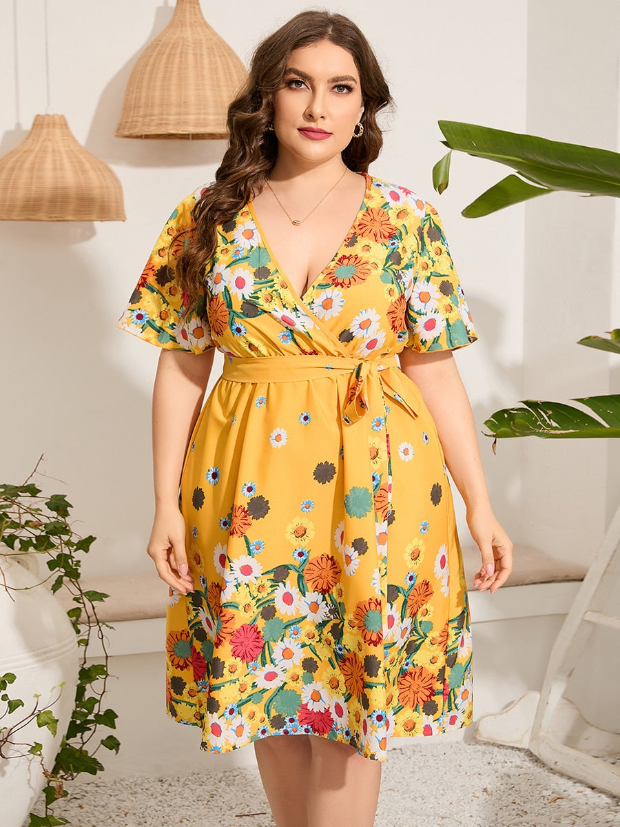 Knee-Length Dress Floral Print