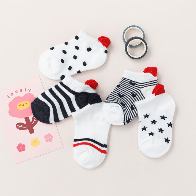 5Pairs Cute Lovely Short Baby Socks - bonbop