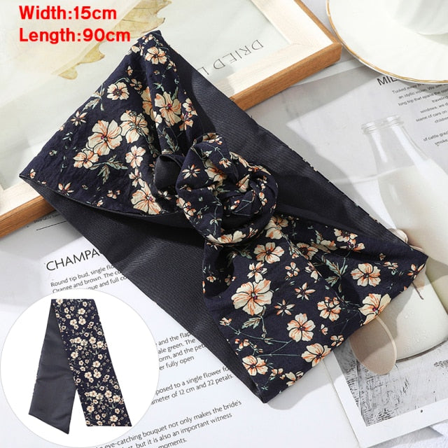 Levao Flower Printing Bandana Wire Headband - bonbop