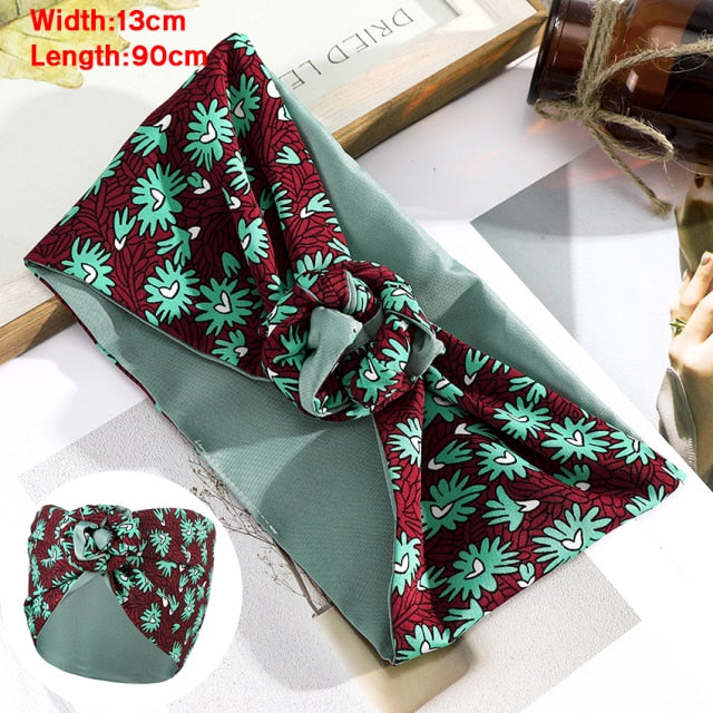 Levao Flower Printing Bandana Wire Headband - bonbop